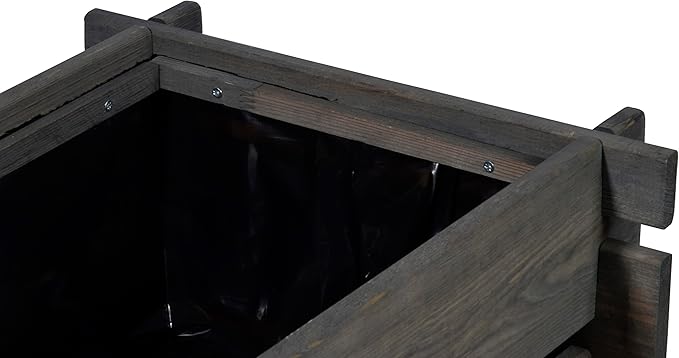Raised Bed with Plug-in System Planter with Plant Film 79 x 37 x 79 cm Pine Wood Charcoal