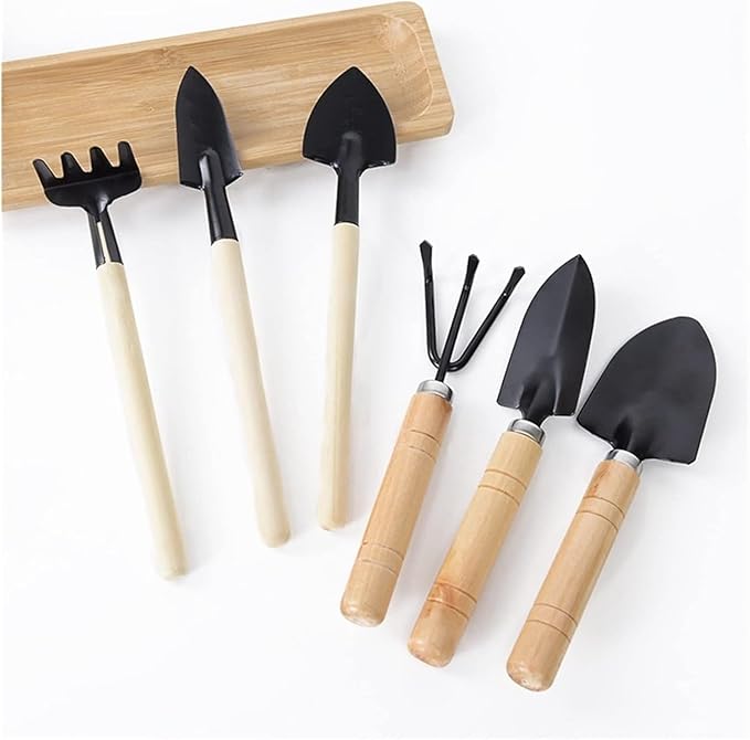 Mini Garden Tool Set 6pcs Mini Cultivating Transplng Kit Portable Plants Seedling Shovel Rake Spade Drilling Garden Planters Fertilize Tool