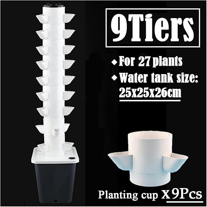 Hydroponics Growing System Balcony Hydroponic Growing System Detachable Colonization Cups Home Garden Farm Greenhouse Vertical Tower Planters Hydroponic Tower (White 9)
