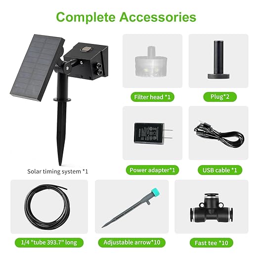 Solar drip Irrigation System Solar Automatic palnt Waterer for Outdoor Garden Irrigation System for VacationDrip Irrigation Kit with 2200mAh Battery&ampRain Sensing &ampLCD Screen