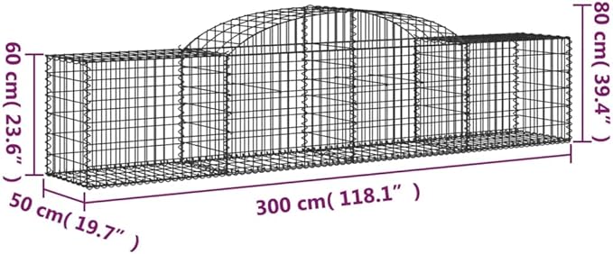 3-Piece Galvanized Iron Gabion Basket Set 118 x 118 x 32 in Silver Rectangular Planter Box for Elevated Garden Beds Outdoor Raised Flower Bed Patio Backyard Landscaping