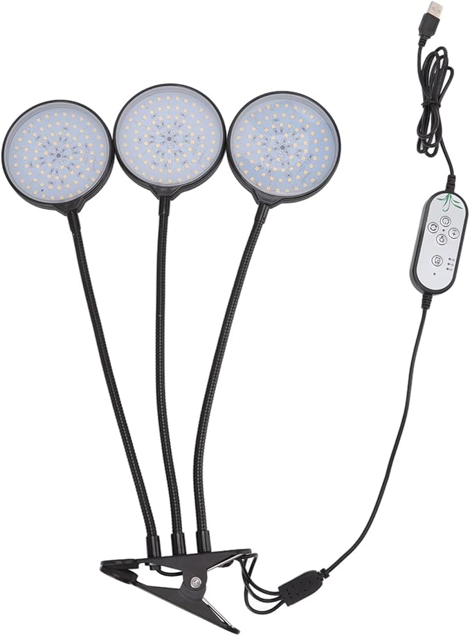 LED 45W Plant Grow Lamp with 3 Adjustable Heads USB Powered - Flexible 360° Bend Waterproof Design for Indoor Plants and Succulents