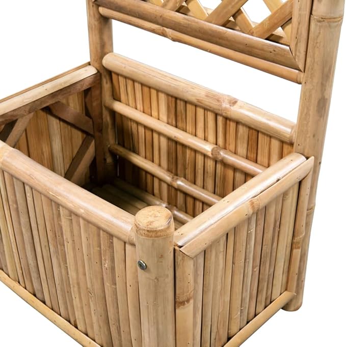 Garden Raised Bed with Trellis Bamboo 15.7 Lawn Planters
