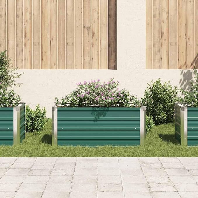 Garden Raised Bed Planter Box Outdoor Steel Planter for Growing Flowers Herbs and Vegetables Galvanized Steel 39.4x15.7x17.7 Green-972