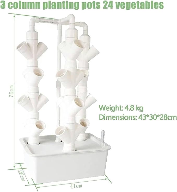 Vertical Grow TowerVegetable Plant Tower2/3/4 Columns Hydroponic Growing Kit Hydroponic Tower Grow SystemGift for Gardening Lover - Home Grow HerbsVeggies &amp Fruit16/24/32Holes24Holes