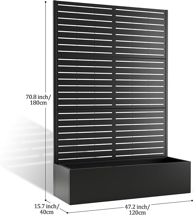 Metal Planter Box with Trellis Planter Box with Privacy Screen Privacy Trellis Outdoor for Climbing Plants with Drainage Holes Raised Garden Bed for Vegetables