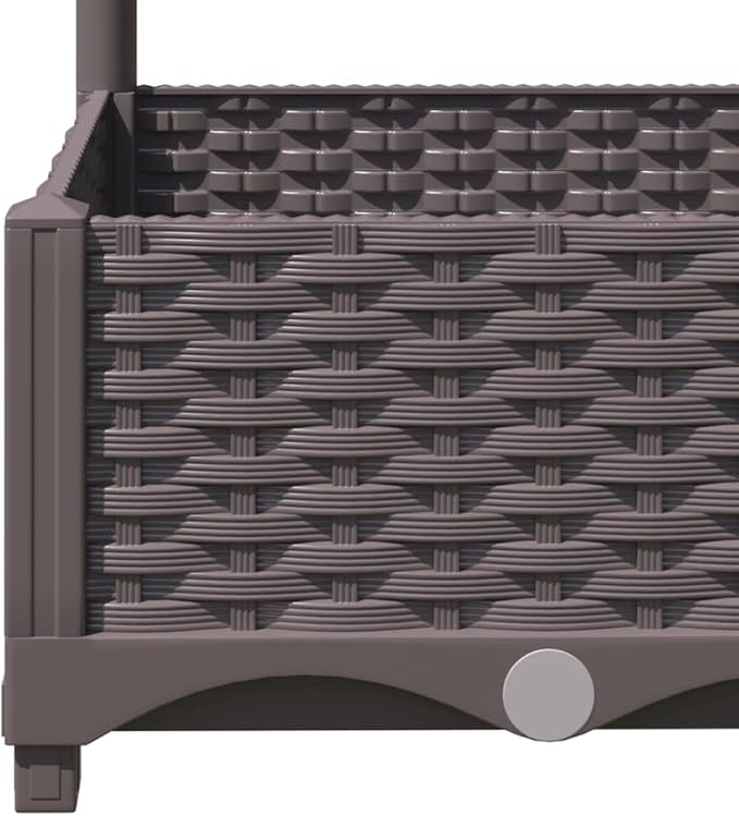 Garden Planter Box with Trellis 47.2 x 47.2 x 47.8 in Brown PP Matte Raised Bed Outdoor Flower &amp Vegetable Box for Patio Balcony Terrace