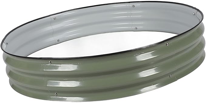Raised Garden Bed Kit 107x20cm Metal Raised Planter Bed with Rounded Edges and Open Bottom Design Galvanized Steel Planting Box for Vegetables and Flowers (Light Green)