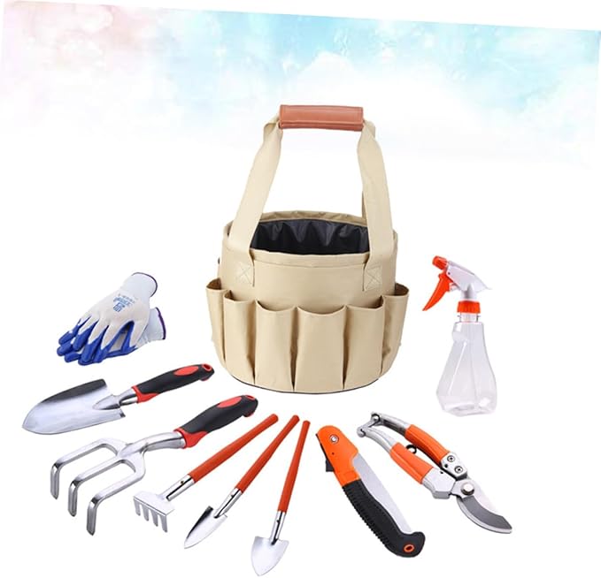 Garden Tools Set 10pcs Kit Hoe Rake Shovel Weeding Tools Durable Easy to Carry Ideal for Flower Vegetable Gardening