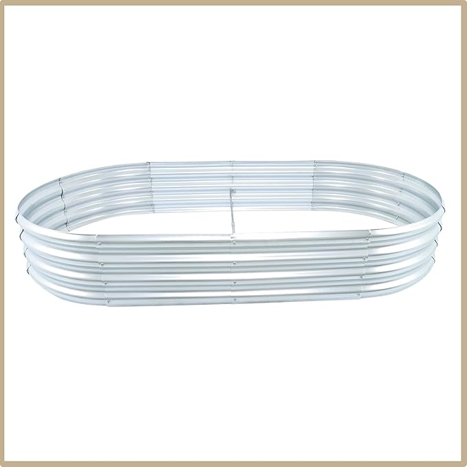 2 Pack 6x3x1Ft Outdoor Metal Raised Garden Bed Flower for Planting Vegetables Herbs Flowers Oval Floor Planting Box Garden Bed Galvanized Steel