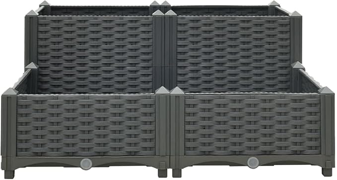 Raised BedsPlanters for Growing Fresh HerbsVegetablesFlowersSucculents and Other Plants | Ideal for Outdoor PatiosDecksBalconies 31.5x31.5x15 Polypropylene