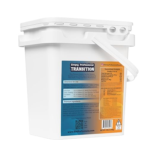 Transition Formula – Premium Fertilizer for Pre-Flower Growth – Organic Mineral Hybrid with Seaweed Yucca &amp Amino Acids – Water-Soluble Plant Food – Made in USA - 5 LB Pail