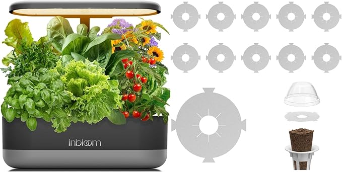 inbloom 12 Pods Hydroponics Growing System Black and 100 Pcs Grow Labels