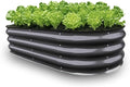 GrowHaus 4x2x1FT Galvanized Raised Garden Bed Planter Boxes Outdoor Metal Garden Beds for Planting Vegetables Flowers Herbs Dark Gray