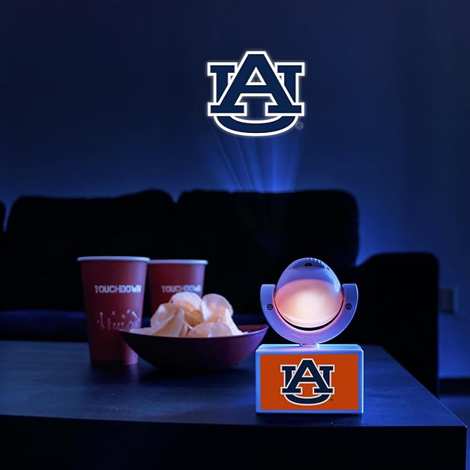 Sporticulture NCAA American Football Auburn Tigers - Adjustable Led Mini Spotlight Projector with 6 Team Logo Designs - Portable &amp Rechargeable Spotlight - Battery-Operated - 4.375” x 3.125”