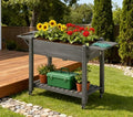 Elevated Garden BedWood Raised Planter Boxwith Lockable WheelsSide TablesBottom ShelfDrain Holes