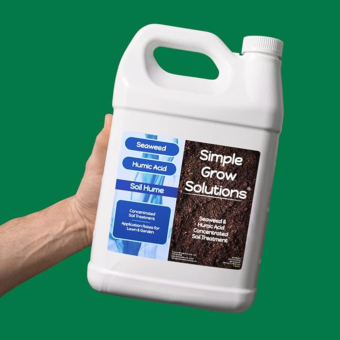 Organic Super Seaweed Humic Acid Blend- Liquid Sea Kelp for Grass and Plants - Soil Hume - Simple Grow Solutions- Natural Lawn &amp Garden Concentrated Treatment- Use with Fertilizer Program (128 Oun