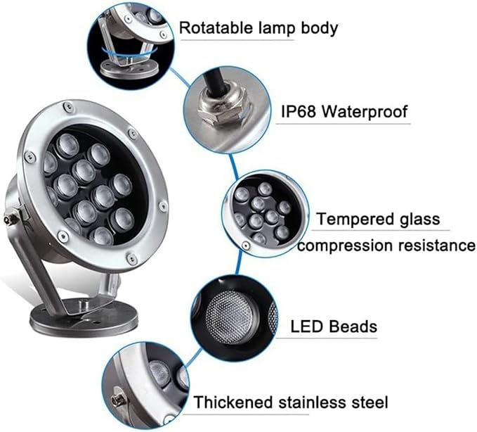 Ground LED Landscape Lights - Outdoor Buried Lights AC85-265V LED Recessed Ground Spotlights IP66 Waterproof Floor Lamp for Driveway Deck Stair Step Garden Round Landscape Lamp