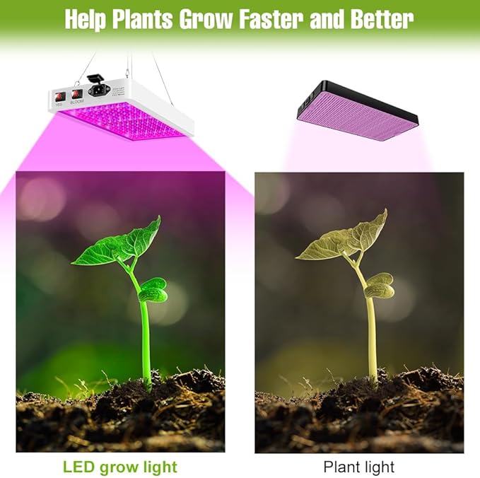 500W Green Gorw Light LED Full Spectrum Indoor Planting Lamps UV IR Plant Panel Lights Veg/Bloom 2Modes Dimmable AC100-277V Sunlight Fill Lighting Red Bule Greenhouse Tent Hydroponic with Hook US Plug