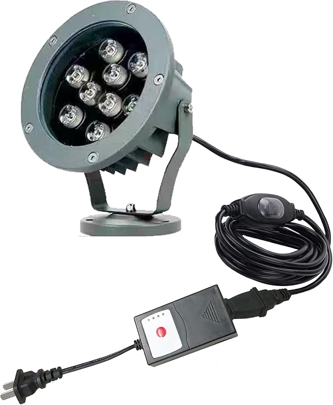 Kiven LED Landscape Plug-in Down Light with Timer Function 9W Outdoor Waterproo LED Christmas Decorative Spotlight Lamp 110V with Plug for Indoor Outdoor Yard Step Wall Lighting (Warm White)