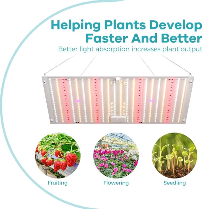 2Packs 400W LED Plant Growth Panels Sunlight-Mimicking Spectrum with Veg/Bloom Modes Dimmable Function &amp Independent Switch Suitable for Large-Scale Greenhouse TentsHydroponics And Indoor Plan
