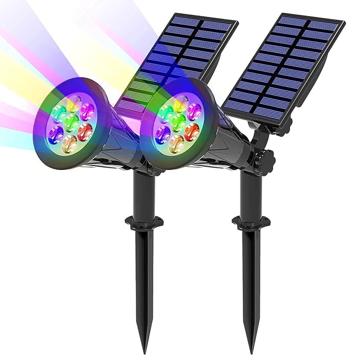 T-SUN Solar Spotlights Green 7LED Solar Spotlights Color Changing