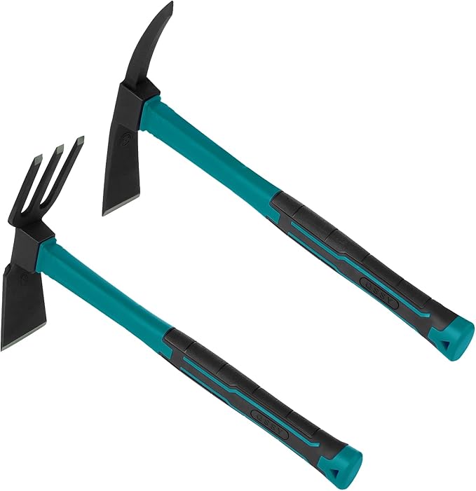 2pcs Pick Axes for Digging and No Installation Required Garden Hoe and Cultivator Hand Rake Garden Tool Durable and Comfortable Handle Mattock Weeding Hoe（Blue）