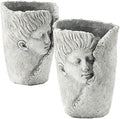 Set of 2 6.5x6x8.5 Sleep Face Accent Planter