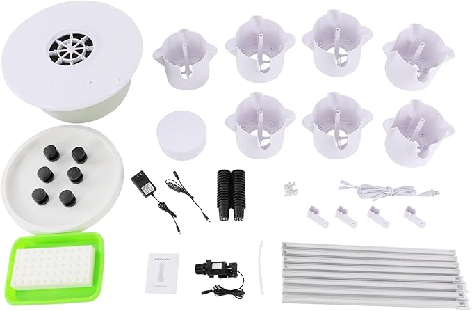 28-Plant Hydroponic Growing Tower – Indoor Vertical Garden Kit with LED Grow Lights 7.92 Gal Water Tank 6-Preset Timer &amp Wheels (20.86 x 53.54 in) for Herbs/Veggies/Flowers (Light Green Tank)