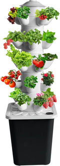 Hydroponic Tower Growing System 18/25 Plant Vertical Planter Germination Kit with Pump Timer and 10L Water Tank for Grow Herbs and Vegetables
