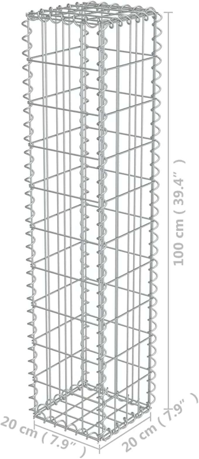 Gabion Basket Galvanized Steel Mesh Grid with Covers 7.87x7.87x39.4 Inches for Raised Garden Bed and Retaining Wall