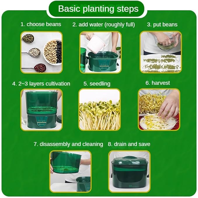 3 Layers Watering Bean Sprouts Maker Multifunctional Bean Sprout Machine Automatic Bean Sprout Machine Large Capacity Machine for Beans Sprouts Microg