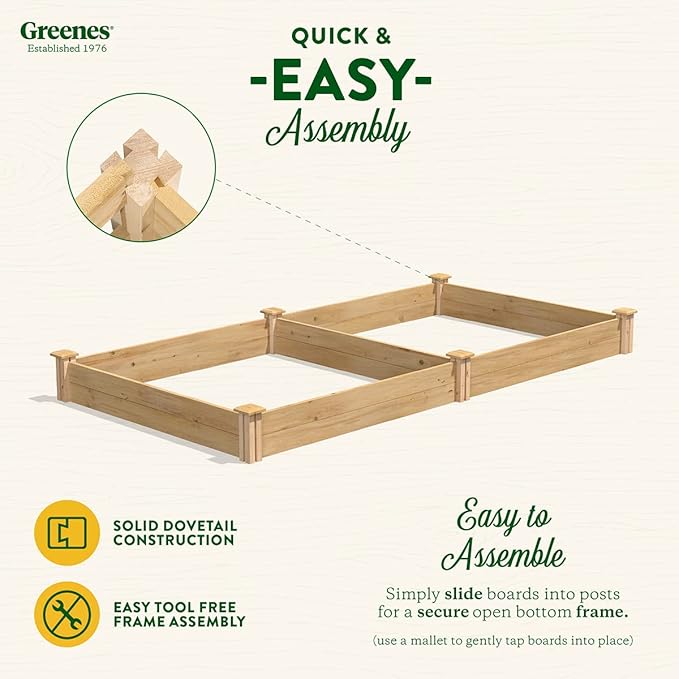 Greenes Fence Premium Cedar Raised Garden Bed 4' x 8' x 7 (3/4 Thick) (2-Pack) - Made in USA with North American Cedar