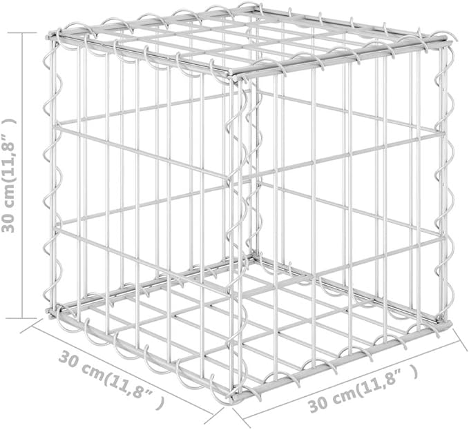 Steel Wire Cube Gabion Raised Bed Planter 11.8x11.8x11.8 Silver for Garden Flower Beds Outdoor with Stable Welded Mesh Design and Top Bottom Covers