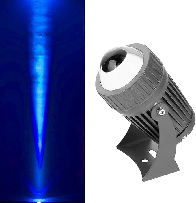 10W LED Beam Spotlights IP66 Waterproof Ground Landscape Lights Long Range Narrow Beam Wall Washer for Parties Billboard BuildingBlue 12V