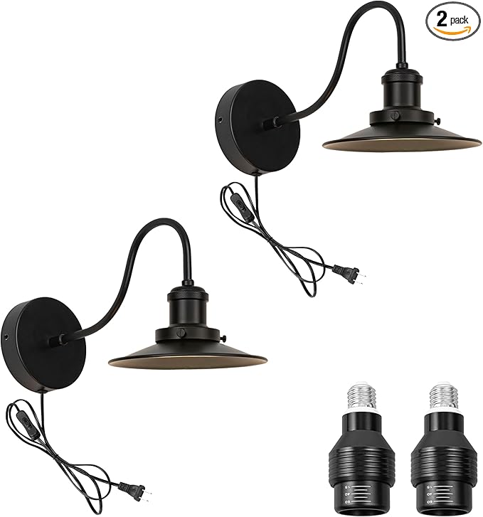 2-Pack Hook Mounted Plant Light Full Spectrum 4500K 10W Adjusted Light Beam Range 15-60° Industrial Style Goose Neck Wall Lamp for Indoor Plants Flowers Growing