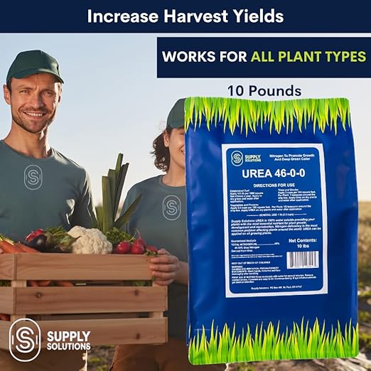 Supply Solutions Urea 46-0-0 Nitrogen Fertilizer to Stimulate Lush Growth and Deep Green Color - Plant Food Plant Fertilizer for Plants Lawn Garden - Bloom Booster for Flowers Fruits (10lbs)