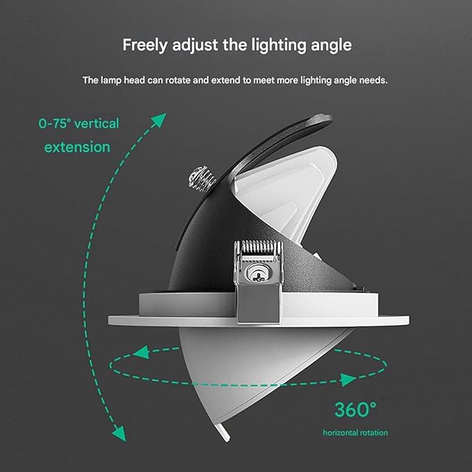 COB Recessed Spotlight Opening High-Transparency Adjustable Angle Elephant Trunk Light for Shop Exterior Walls Wedding Dress/Clothing Store Windows(White30W(AC111-240V))