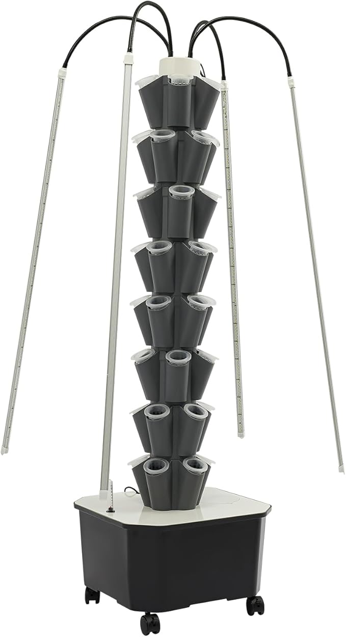 Hydroponic Growing Tower System Kit 40-Plant Vertical Hydroponics Garden Tower with LED Grow Light for Outdoor Indoor Herbs Fruits Vegetables Smart Garden Planter Kit