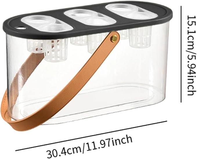 Hydroponics Grower Box with 6 Holes Hydroponic System Indoor Tabletop Mini Aquarium for Plants- Black