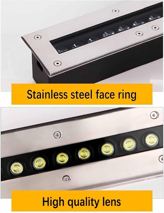 LED Underground Light - Outdoor Landscape Lamp AC85-265V Recessed LED Decking Lights Long Strip Ground Light Ip67 Waterproof Spotlight Step Decorative Lighting(White Light3W)