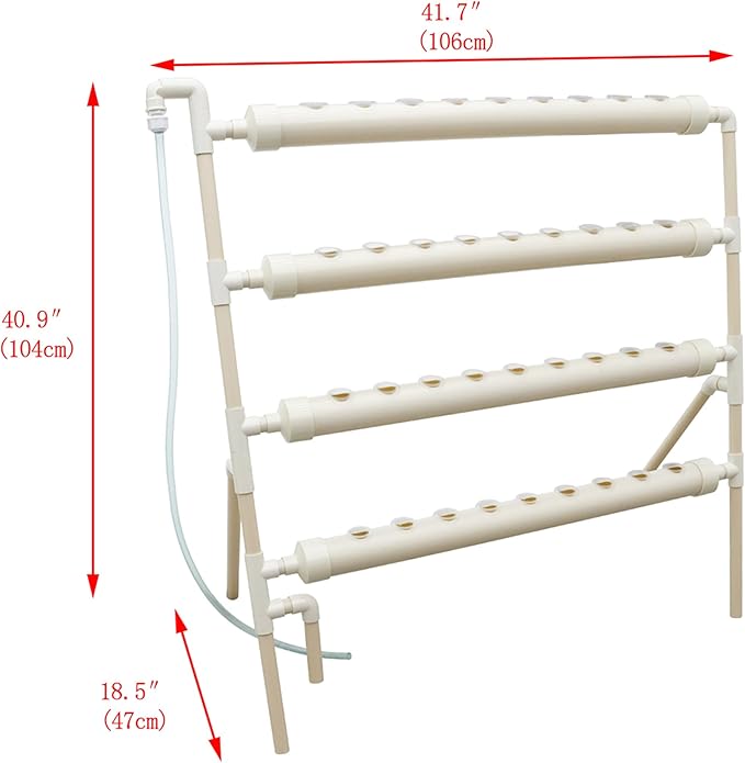 Hydroponic Growing System 36 Plant Site Hydroponics Gardening Grow Trapezoidal 4 Pipes Planting System with 110V Water PumpPlanting Sponge and Hose for Vegetable Cultivation