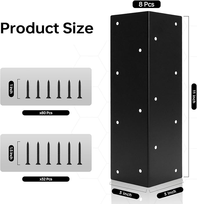 8 PCS Raised Garden Bed Corner Brackets for 10-24 Height Wood Frame BedMetal Raised Bed Corner Brackets 11 x 3 x 3 Raised Bed Corners Connectors for Vegetable Flower Planter Garden.