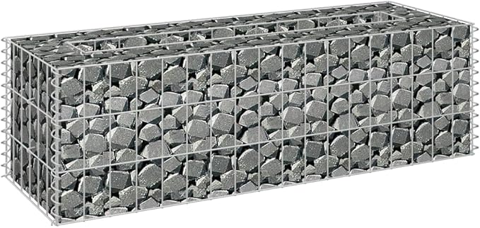 Gabion Raised Bed Galvanized Steel 35.4x11.8x11.8 Silver Garden Planter Box Outdoor Raised Garden Bed for Flower and Vegetable Garden