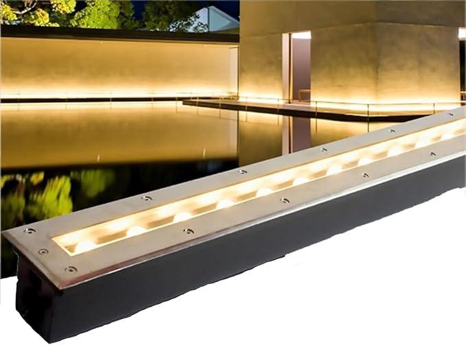 Ground LED Landscape Lights Recessed Outdoor Buried Lamp AC85-265V Low Voltage Garden Floor Light IP65 Waterproof Rectangle Downlight(Warm White Light5w)