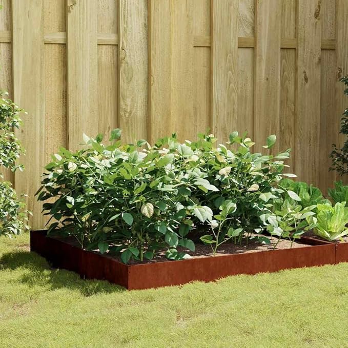 Corten Steel Garden Raised Bed Corten Steel Garden Bed Planter Box for Flowers Plants 39.4x39.4x10.2-660