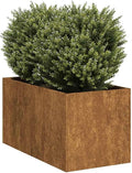 Large 31.5x15.7x15.7 Rectangular Weathering Steel Outdoor Planter Box Rustic Raised Garden Bed Container for Patio Lawn Flower Vegetable Gardening