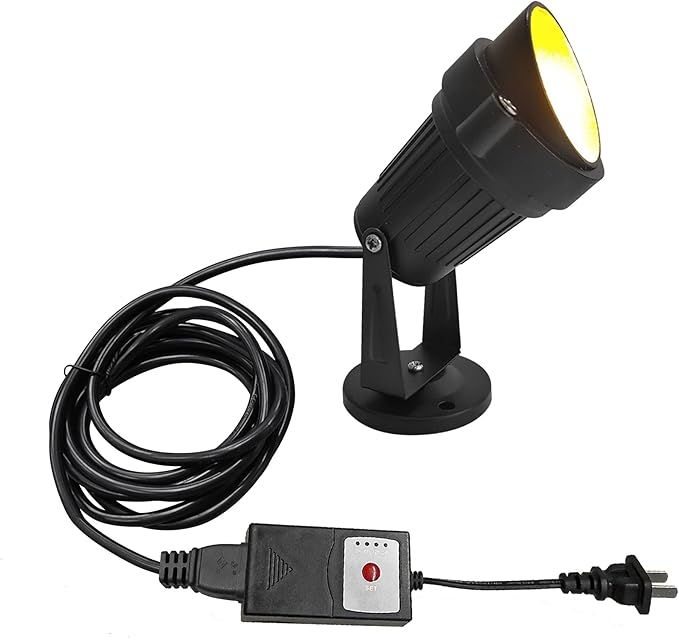 Kiven IP65 Waterproof LED Landscape Up Down Light LED Decorative Spotlight Lamp with Plug-in Cord and Timer for Indoor Outdoor Yard Step Statue LED Lawn Light-Black(5W Cool White)