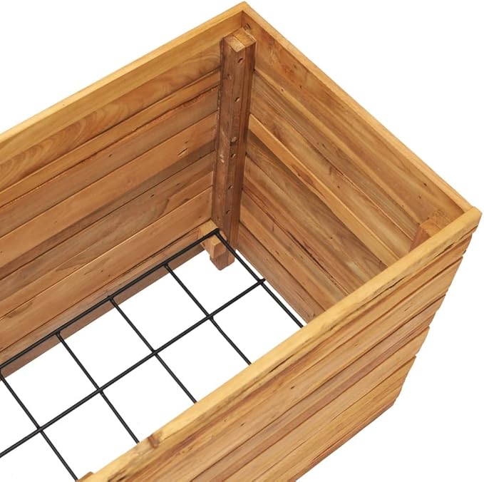 Raised Bed 39.3x15.7x21.6 Recycled Teak and Steel rWeight-35 lbs
