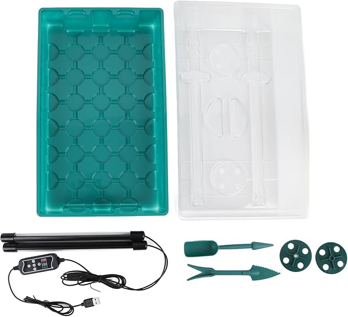CHICIRIS Plant Starter Kit Seed Starter Tray with Grow Light and Humidity Dome Transparent Design for Indoor Plants Full Spectrum Light Customizable Lighting Drainage Design